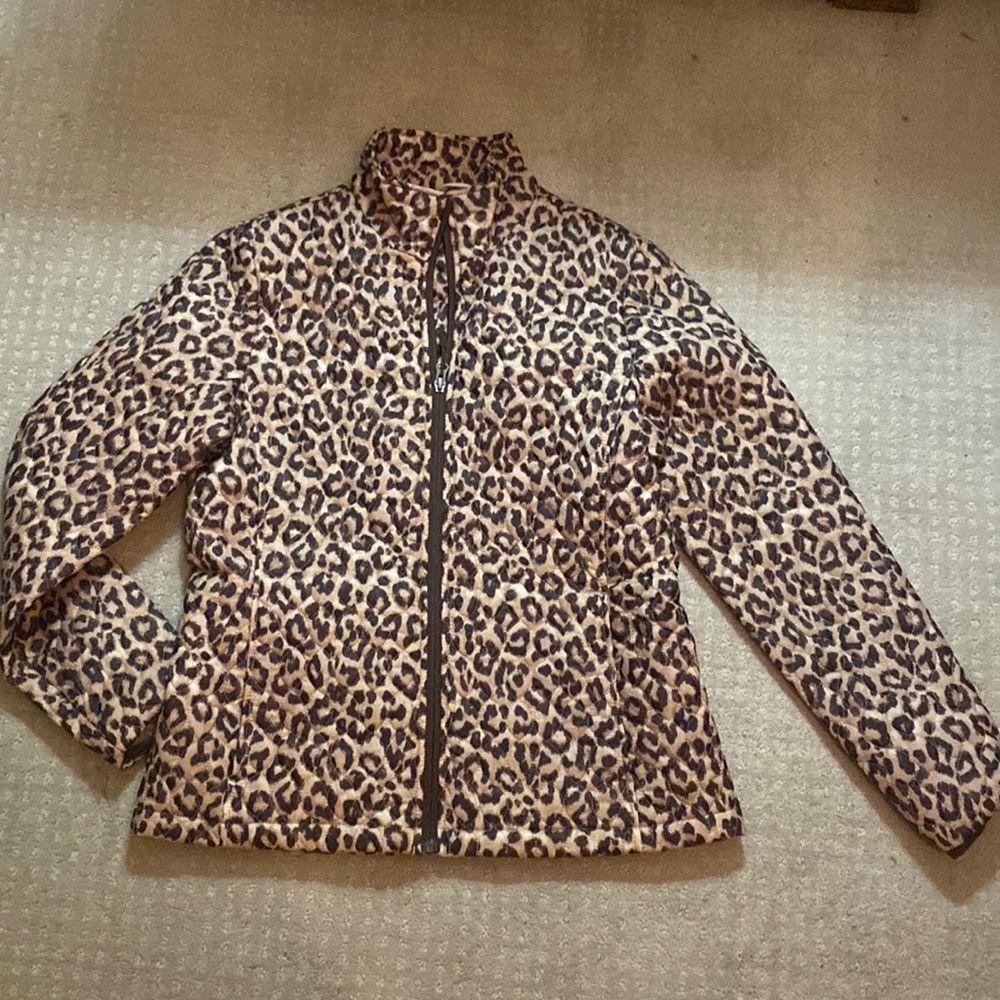 LANDS END Quilted Cheetah Print Jacket women’s sz S